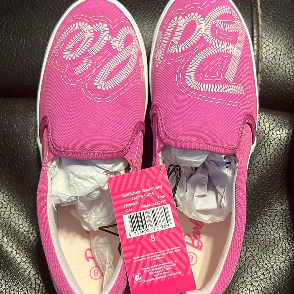 Barbie Pink Slip On Canvas Sneakers Shoes Women’s  Size 8 New